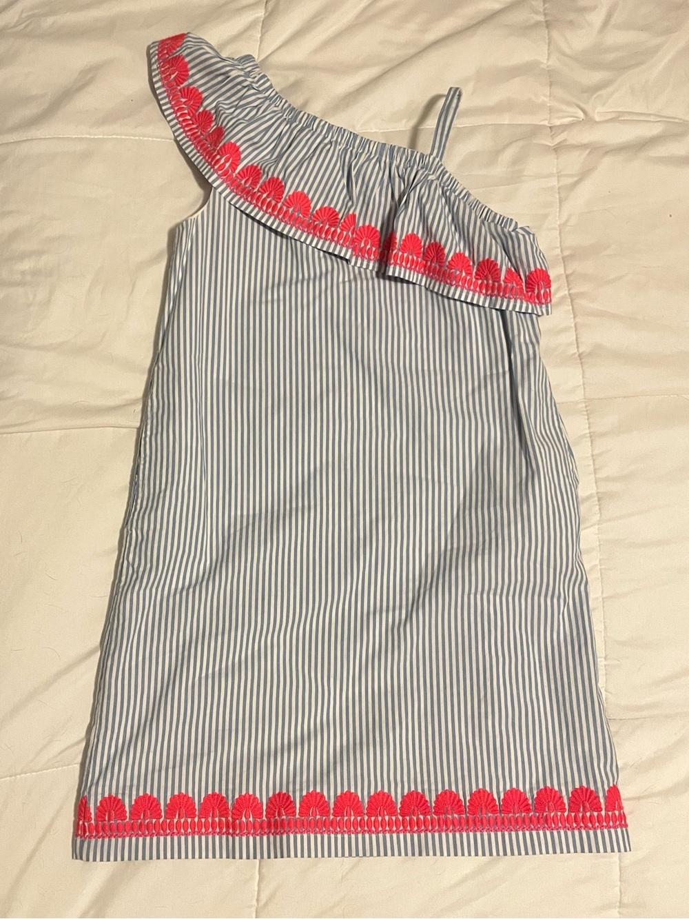 Girls Hot Pink trim Blue and White Stripe Vineyard Vines Dress